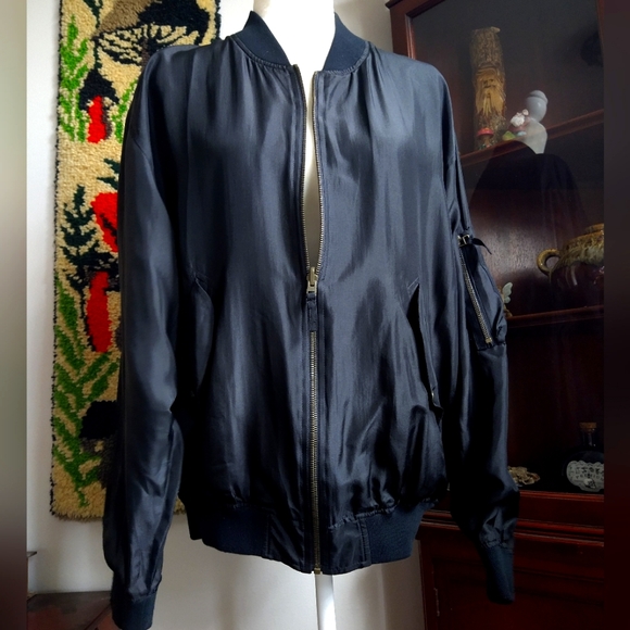 REVERSIBLE Faith Connection 100% silk oversized light jacket size XS - Picture 2 of 12